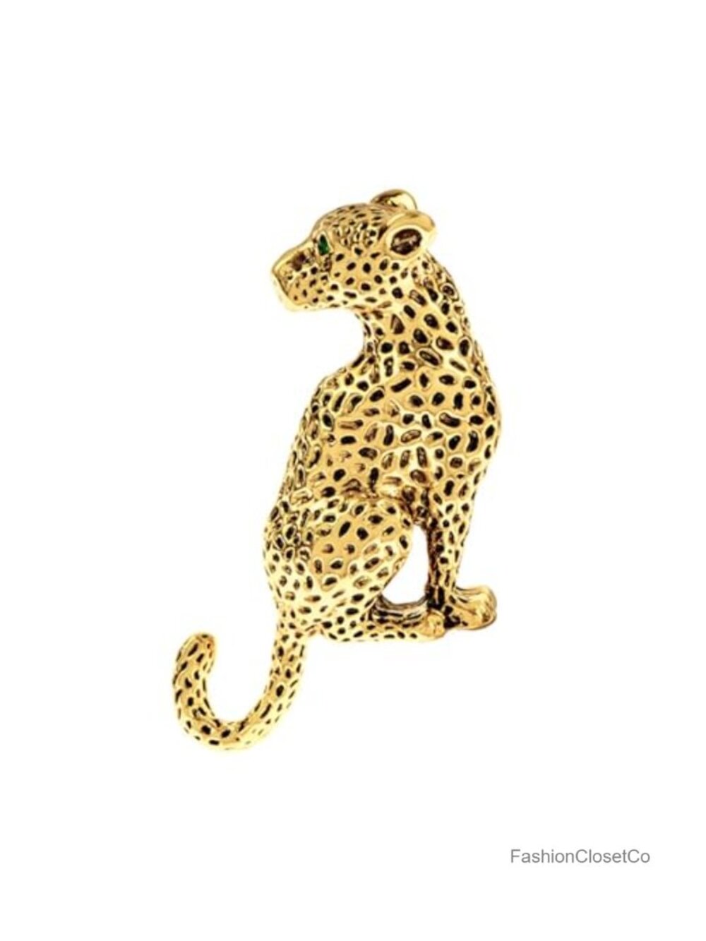 Gold-Tone Panther Brooch Pin Rhinestone Leopard Lapel Pin Unisex